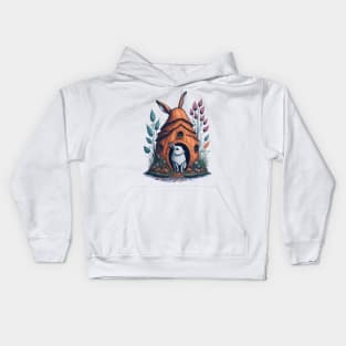 Rabbit Living in Mushroom house Kids Hoodie